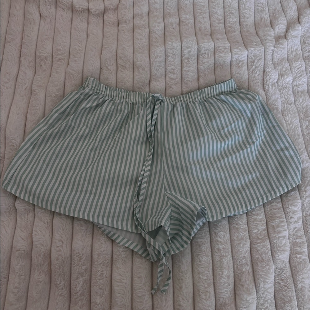SHEIN Green Striped Athletic Shorts